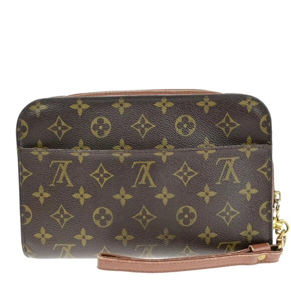 LOUIS VUITTON Orsay Clutch Hand Bag Monogram Leather Brown France M51790 67SH788 - Picture 1 of 15